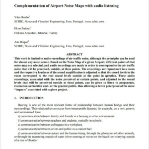 Complementation of Airport Noise Maps with audio listening - Vitor Rosão, Ekim Bakirci, Ana Roque. Internoise 2020 (Seoul, Coreia do Sul). (Coimbra, Portugal).